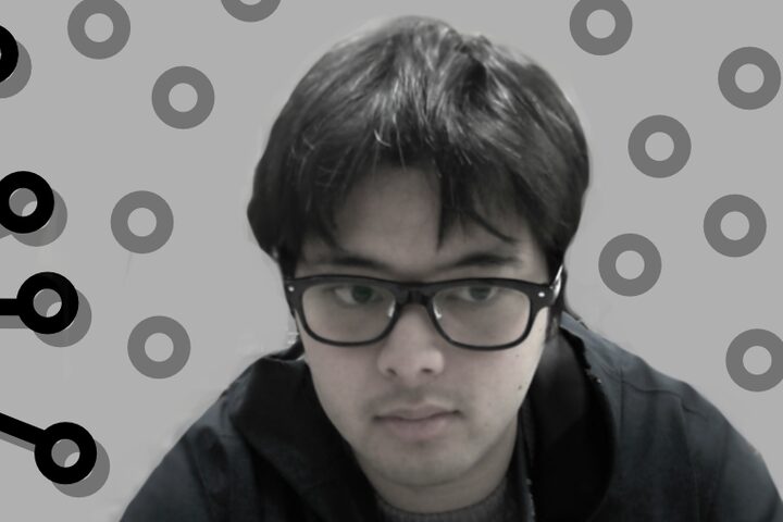 Concept image: a person wearing the glasses between a lock icon and a phone