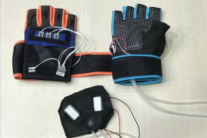 Gloves fitted with Peltier elements and cooling tubes