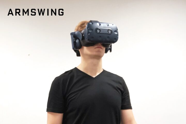 Player demonstrating the arm swing locomotion method