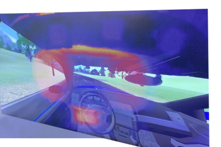 View from the driver seat overlaid with the heat information